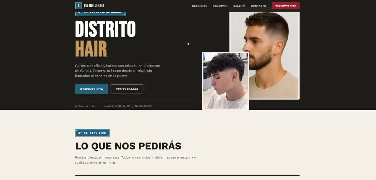 Vídeo de la web de Distrito Hair, peluquería y barbería